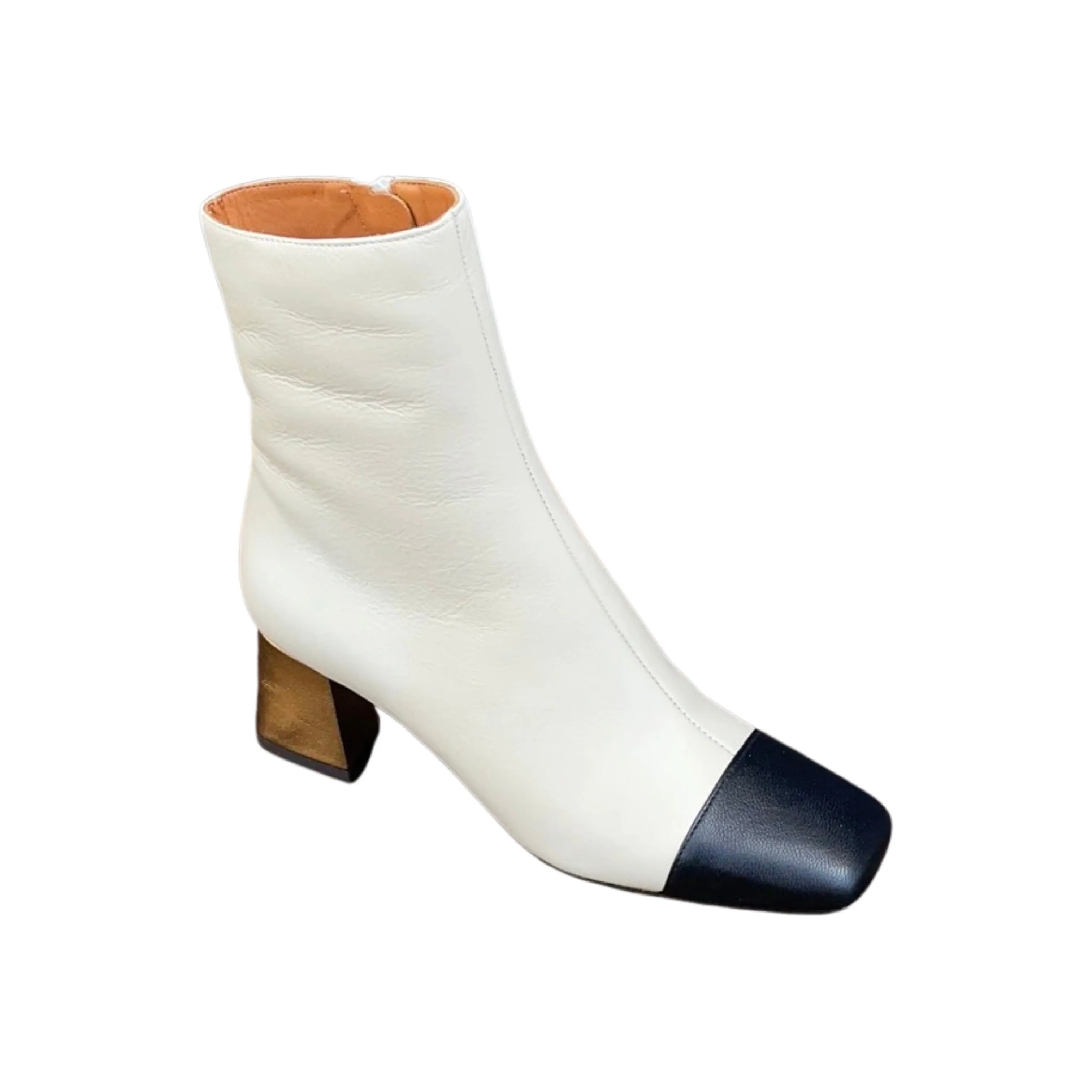 Volkiria Off White Block Heel Boot