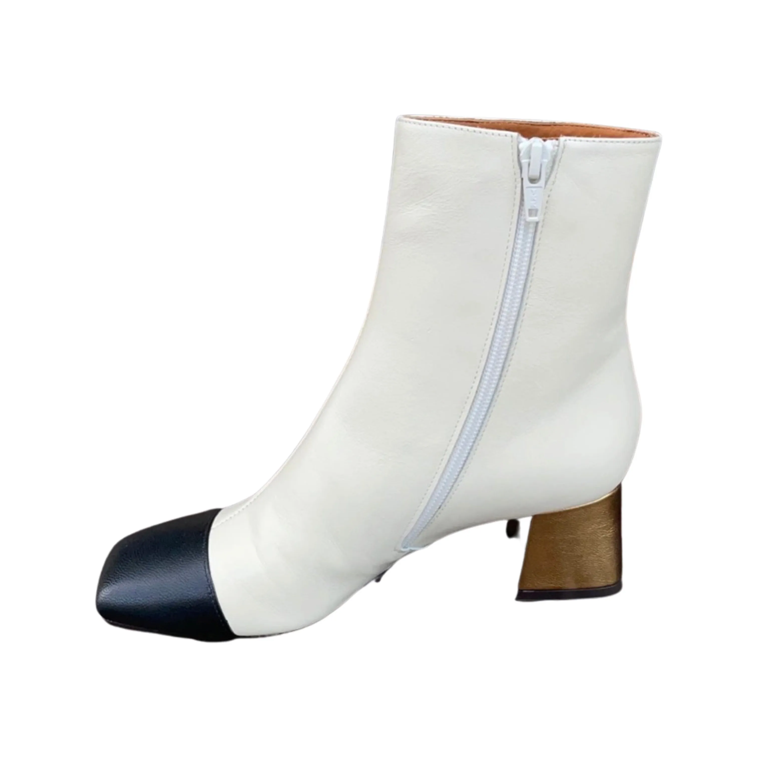 Volkiria Off White Block Heel Boot