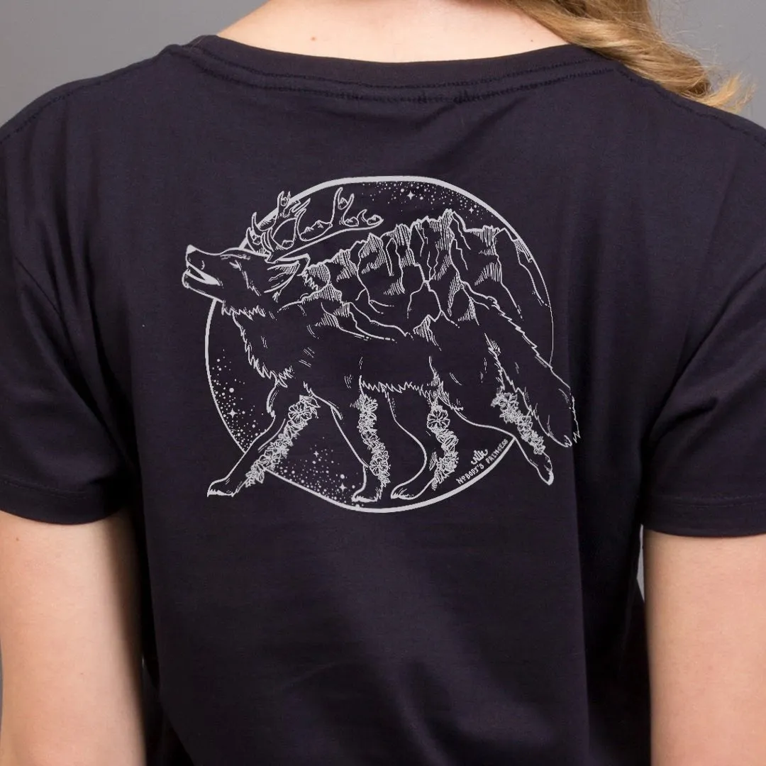 Whimsical Wolf T-Shirt - White Print