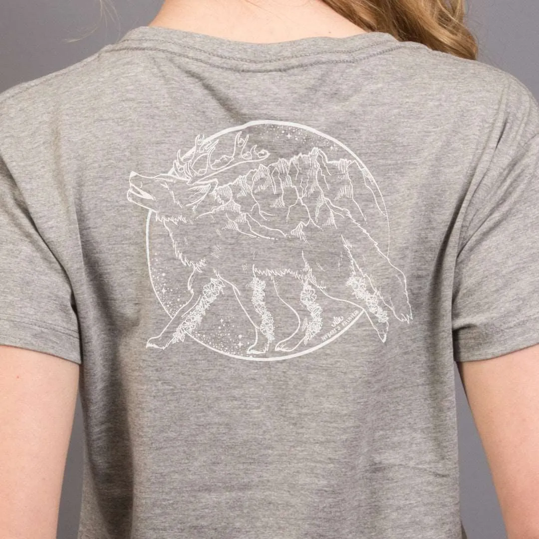 Whimsical Wolf T-Shirt - White Print