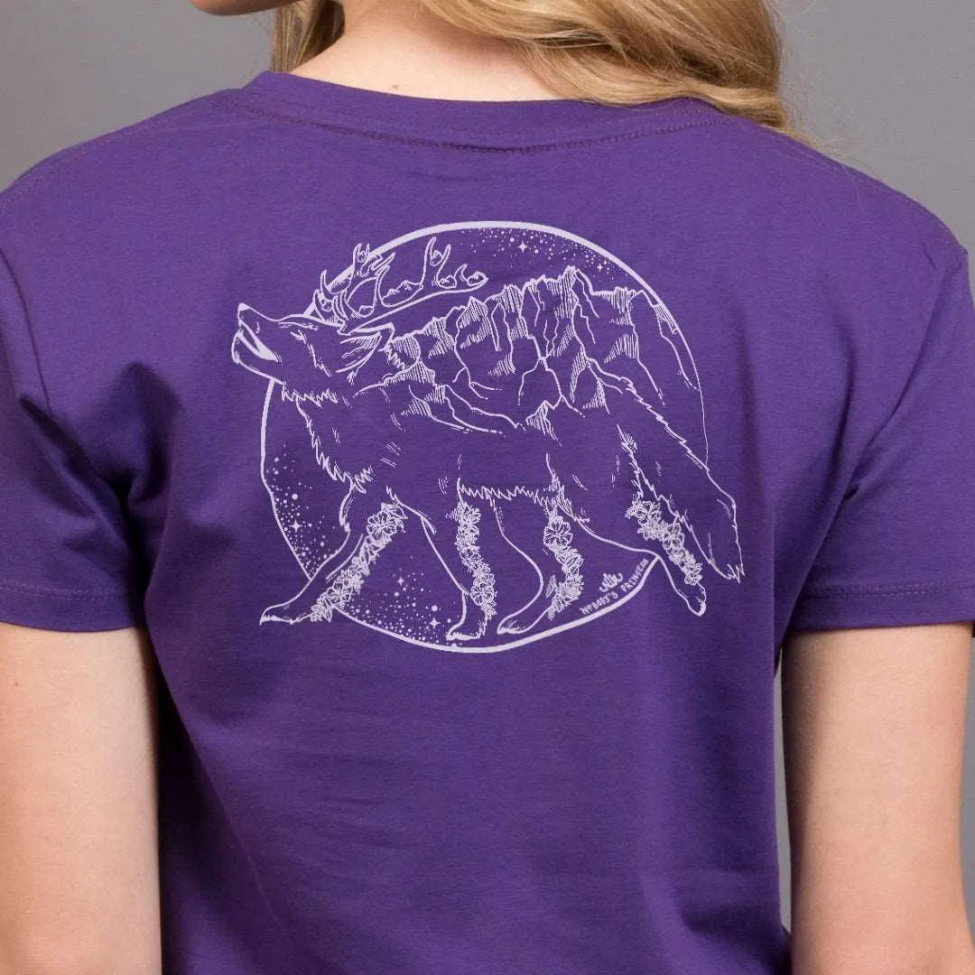 Whimsical Wolf T-Shirt - White Print