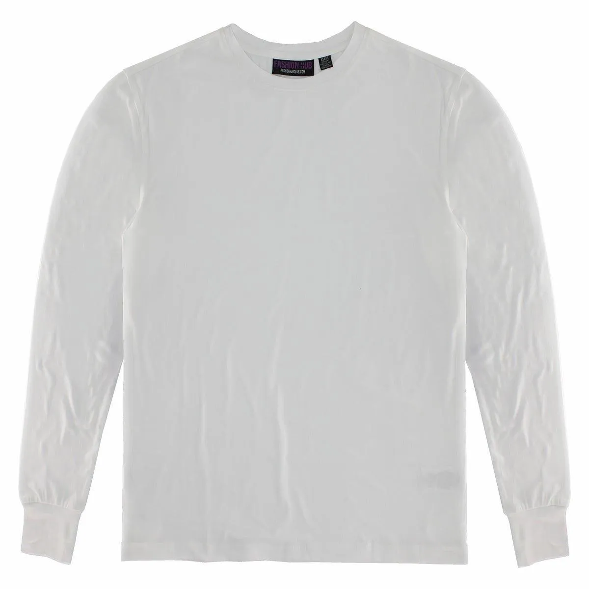 White Grey Better Basics Ultra-Soft Crewneck Long Sleeve T-Shirt by Fashion Hub