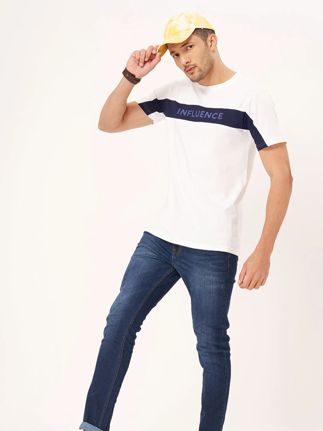 White Printed Half Sleeve T-shirt