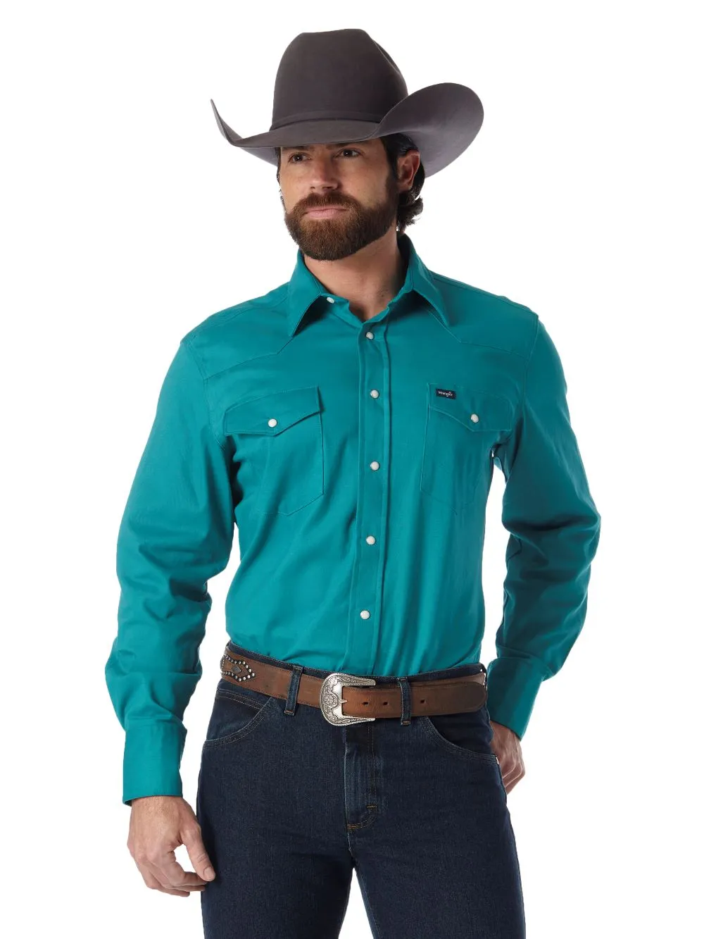 'Wrangler' Men's Advanced Comfort Cowboy Cut Snap Front - Turquoise